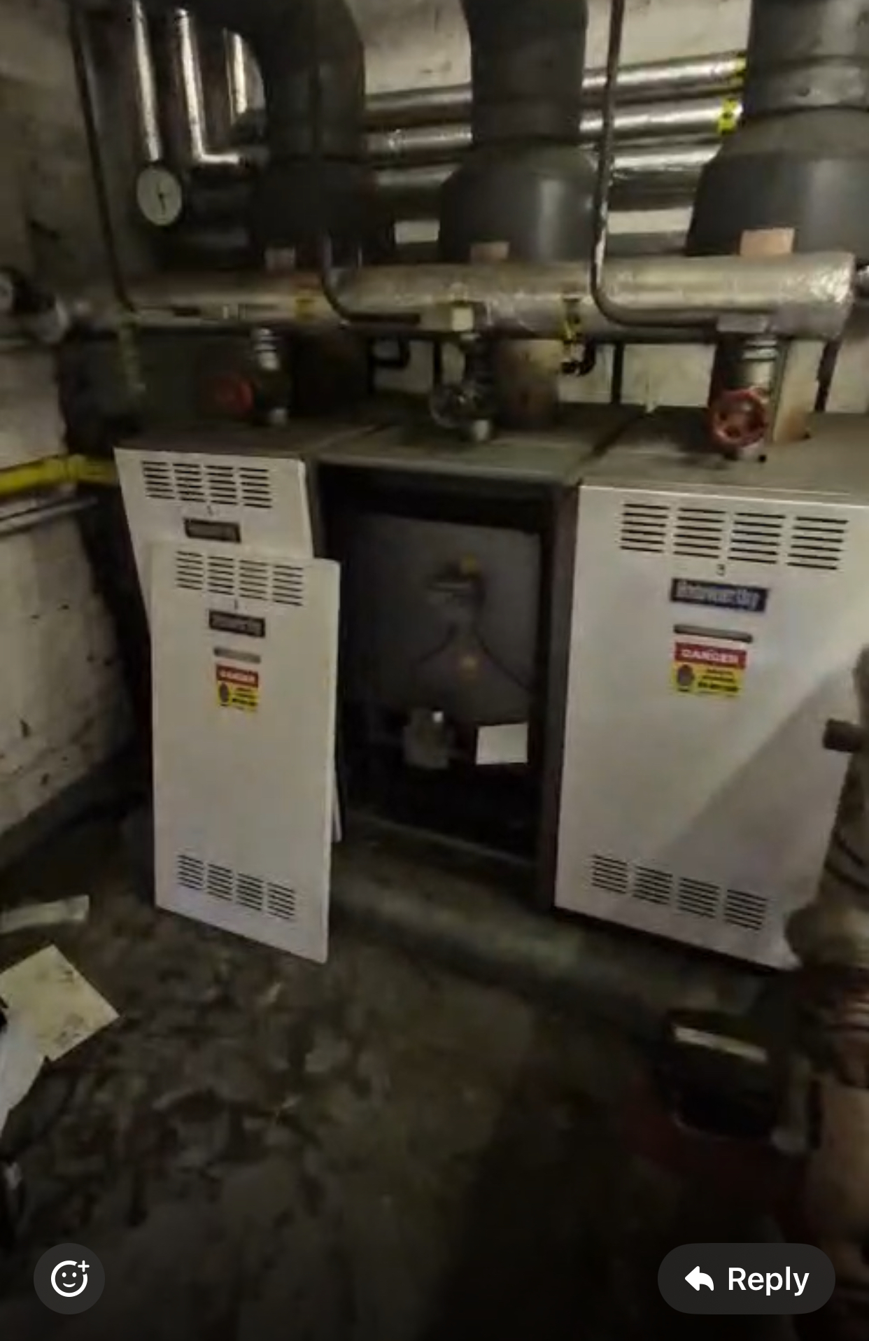 Hamworthy floor-standing commercial boilers with panels removed