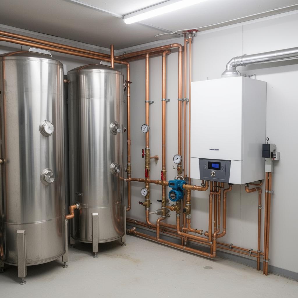 Commercial water heaters and connected pipework